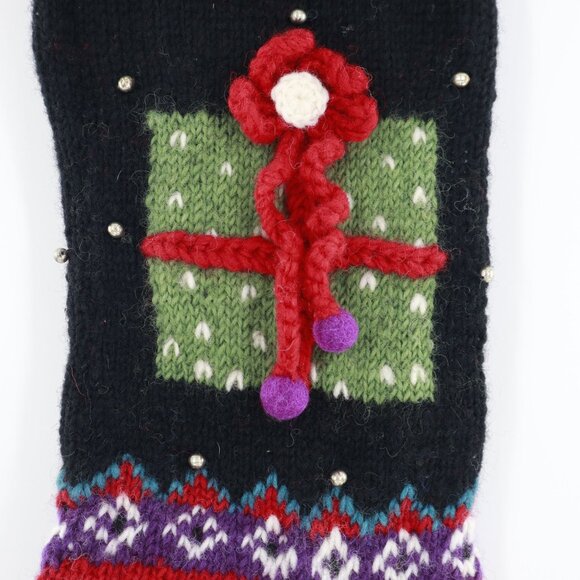Handmade Wool Christmas Stocking Fair Colorful Isle Present Snowflake Santa - Picture 3 of 15